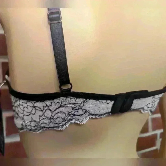 Montelle Intimates 9288 Plunge Unlined Bra 34A Seashell/Black - Picture 4 of 7